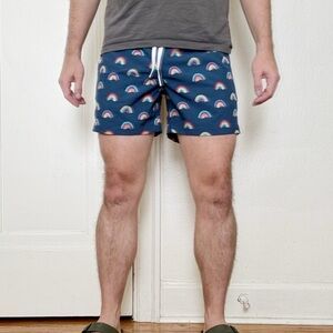 Chubbies Men’s 5.5” The Rainbow Roads Swim Trunk Size Small Blue NWOT